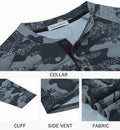 Wancafoke Men's Long Sleeve Henley Shirt Quick Dry Collarless Lake Blue - Size L