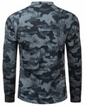 Wancafoke Men's Long Sleeve Henley Shirt Quick Dry Collarless Lake Blue - Size L