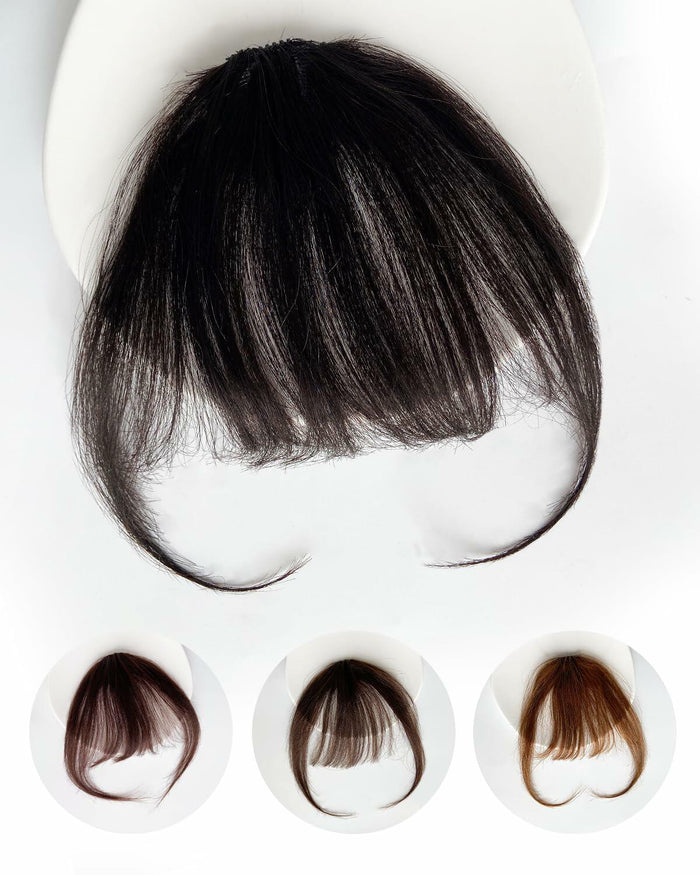 Axceroh Bangs Clip-in Fringe Extension Black Brown Wispy Real Human Hair