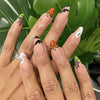 24 Pcs Halloween Acrylic Press On Nails Medium Almond Ghost Pumpkin Bat Design