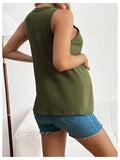 SOLY HUX Women's Maternity Tank Top Small Army Green V Neck Sleeveless