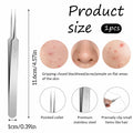 Bewudy 3Pc Stainless Steel Blackhead Remover Tweezers Kit Precision Tool