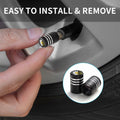 JIASWTHM Tire Valve Stem Caps Black 4 Pack Anodized Aluminum Universal
