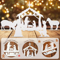 MorningRo White Metal Christmas Nativity Set 3 Pc Indoor Rustic Decor