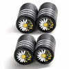 JIASWTHM Tire Valve Stem Caps Black 4 Pack Anodized Aluminum Universal