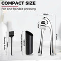 Kitessensu Garlic Press Set with Silicone Peeler & Brush, Gloss Silver