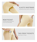 Cakulo Womens Capri Yoga Flare Pants Beige M Athletic Workout Pockets
