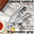 Kitessensu Garlic Press Set with Silicone Peeler & Brush, Gloss Silver