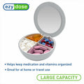 EZY DOSE Travel Pill Organizer Gray Compact Portable Medicine Case with Mirror