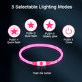 Flycoco LED Rechargeable Dog Collar Light Pink USB Adjustable Safety