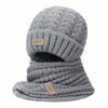 Wander Agio Women's Winter Wool Knit Beanie & Scarf Set Black 1