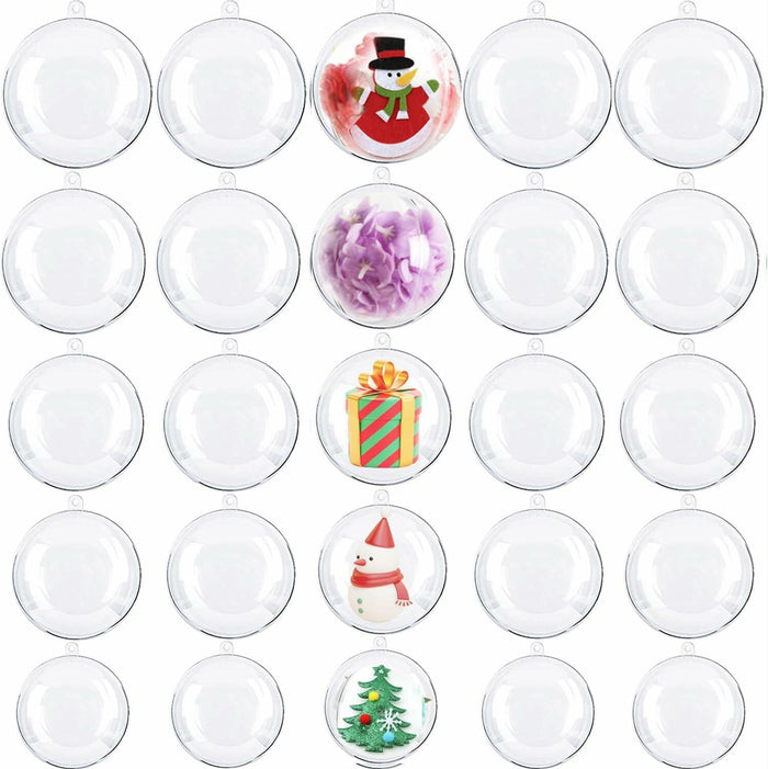 Ranchbtn 25pcs Clear Plastic Fillable Ornaments Various Sizes DIY Decor