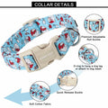 ARING PET Christmas Dog Collar Blue Adjustable Cotton Quick Release Puppy Collar