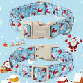 ARING PET Christmas Dog Collar Blue Adjustable Cotton Quick Release Puppy Collar