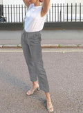 Acelitt Women's Gray High Waisted Casual Trousers Pants Large Pockets - Size L