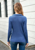 GRACE KARIN Women's 2XL Denim Blue Pullover Sweater V Neck Knit New