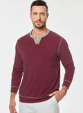 JMIERR Men's Henley Shirt Red Long Sleeve V Neck Lightweight Size 2XL
