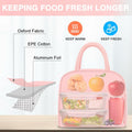 KUBYA Insulated Lunch Bag Pink Reusable Tote for Women Men Office Travel Picnic