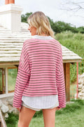 BZB Womens Beige Striped Long Sleeve Shirt Oversized Tunic Top M
