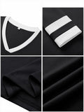 Black V Neck Long Sleeve Tee Women Plus Size S Lightweight Jersey Top