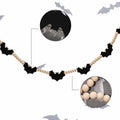Gvhntk Black Felt Bats Garland Halloween Decor Indoor Banner Wood Beads