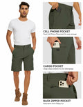 PULI Men's Cargo Shorts Army Green Classic Fit Stretch Size 34
