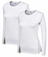 WANAYOU Women's Compression Shirt Long Sleeve Dry Fit White 2 Pack Size L