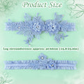 AHQiZFX Wedding Garter Set 2pcs Blue Large Soft Lace Stretchy for Bride New