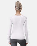 WANAYOU Women's Compression Shirt Long Sleeve Dry Fit White 2 Pack Size L