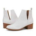 LAICIGO Womens Ankle Boots Slip-On Snakeskin Chunky Stacked Low Heel