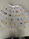 Polka Dot Tutu Skirt Ballet Dress White Size L