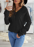 EVALESS Women's Medium Black V Neck Striped Sweater Pullover Knit Top