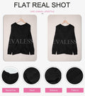 EVALESS Women's Medium Black V Neck Striped Sweater Pullover Knit Top