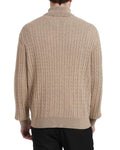 Kallspin Men's Wool Blend Cable-Knit Turtle Neck Sweater Coffee Size L