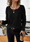 Samefar Womens Black Long Sleeve Tunic Top Small Stretchy Knit Lightweight
