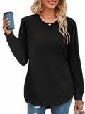 AGSEEM Womens Black Oversized Long Sleeve Tunic Sweatshirt Casual Sweaters L