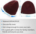 DOANNOTIUM Winter Beanie Skull Cap Warm Knit Lined Toboggan Hat 7-Wine Red