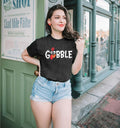 Thanksgiving Shirt Women M Gobble Gobble Pumpkin Turkey Graphic Tee