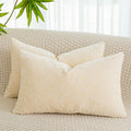 GEGELICA 2-Pack Beige Chenille Pillow Covers 12x20in Soft Modern Boho Throw