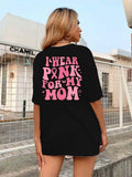 FASHGL I Wear Pink for My Mom T-Shirt Women Breast Cancer Awareness Light Pink S