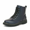 firelli Kids Ankle Boots Navy Side Zipper Lace Up Combat Boots Size 4 US