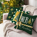 Fahrendom 4-Pack 16x16 Red Green Xmas Tree Snowflake Outdoor Pillow Covers