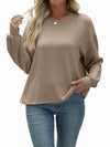 Nfsion Womens Ribbed Long Sleeve Crewneck Soft Top Khaki Size S