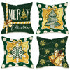 Fahrendom 4-Pack 16x16 Red Green Xmas Tree Snowflake Outdoor Pillow Covers