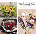 LOTMER 30 Sheets Flower Wrapping Paper, 3 Colors with 3 Ribbons & 30 Cards