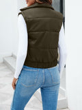 Fisoew Womens Faux Leather Puffer Vest Sleeveless Zip Up Black - Size S