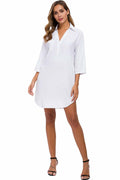 MANAIXUAN Women's Oversized Button Down Shirt Dress Casual 3/4 Sleeve XXL