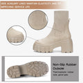 FITORY Women's Chelsea Ankle Boots Tan Size 11 Lightweight Chunky Heel