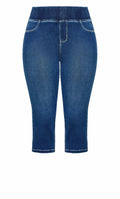 Avenue Women's Plus Size Pull On Cropped Denim Legging Mid Wash
