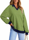 AlvaQ Women's Oversized Black Sweatshirt Large V Neck Long Sleeve 2024